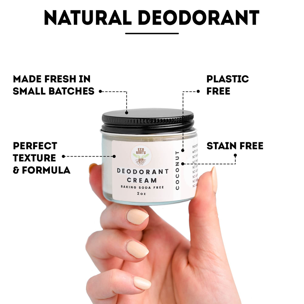 Eco Roots pea-size underarm application for comfortable freshness