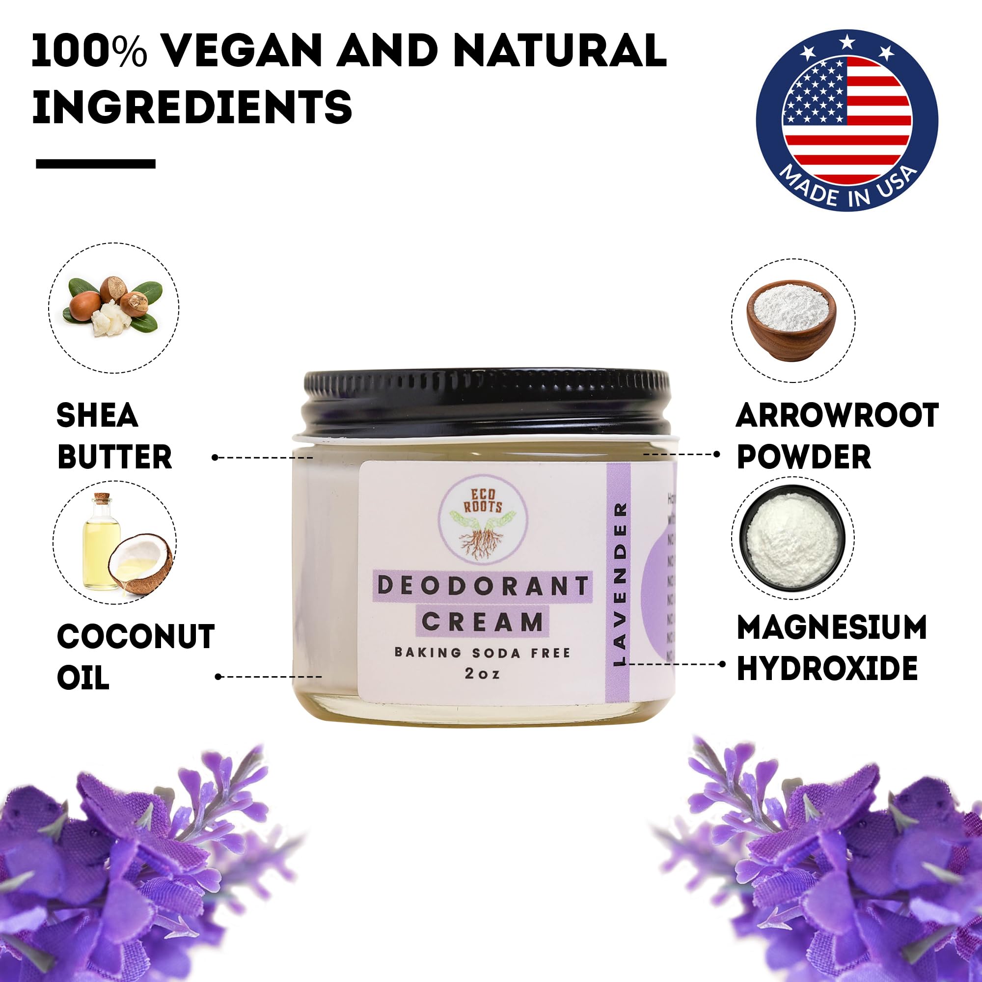 Lavender scent impression on skin from Eco Roots deodorant.