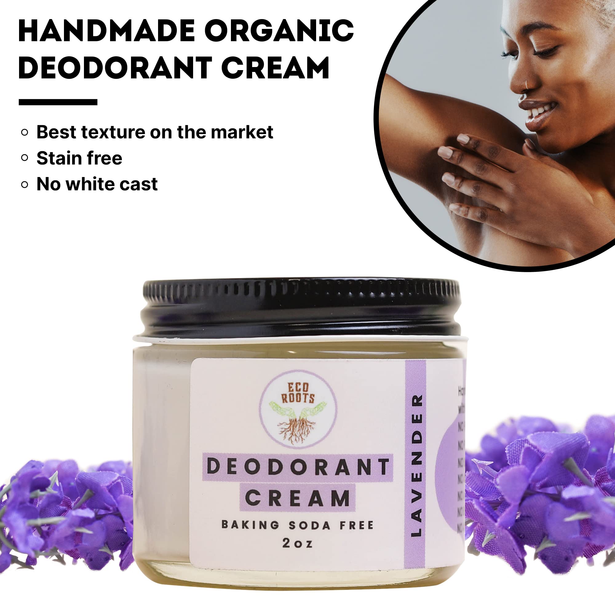 Soft, hydrated skin after Eco Roots deodorant use.