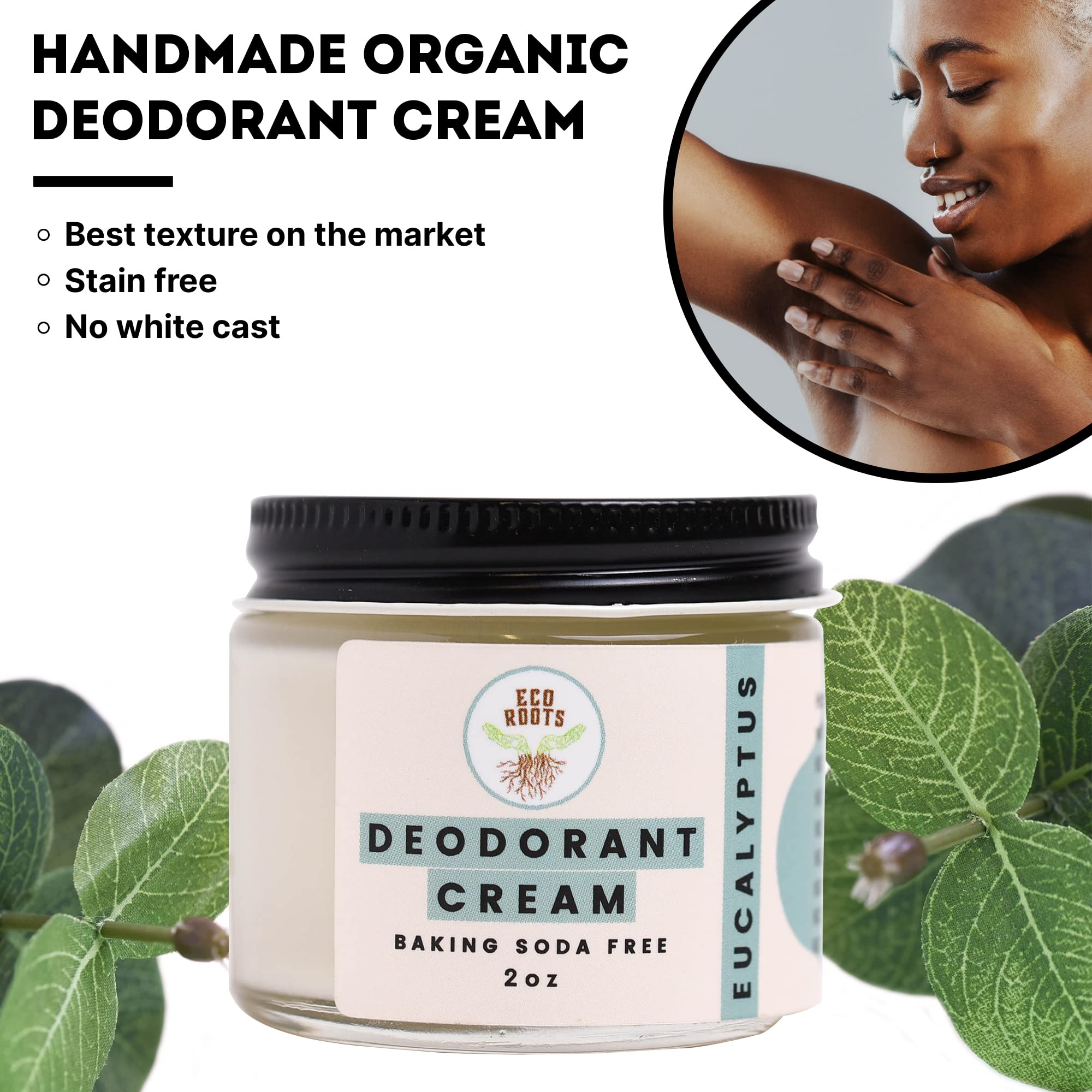 Closeup of vitamin-rich deodorant cream by ECO ROOTS.