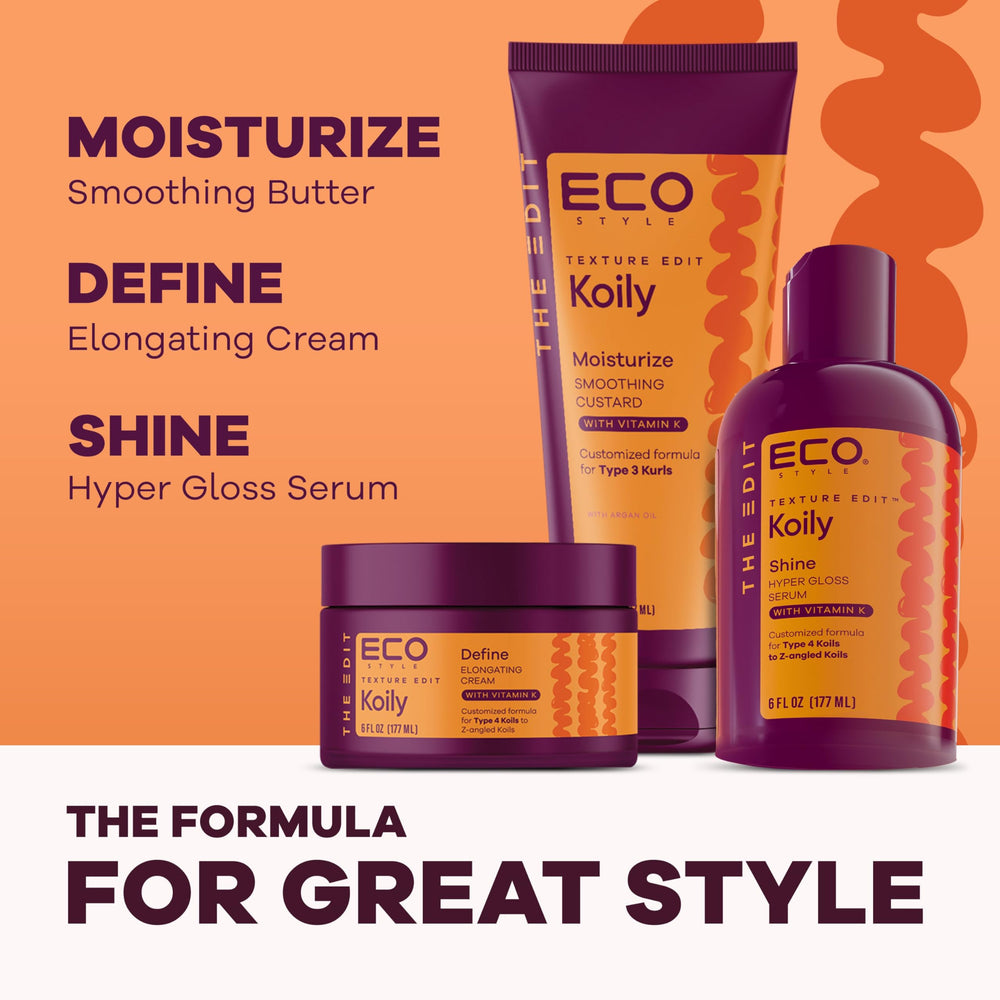 Eco Style Koily Butter massage demonstrates nourishing feel during styling