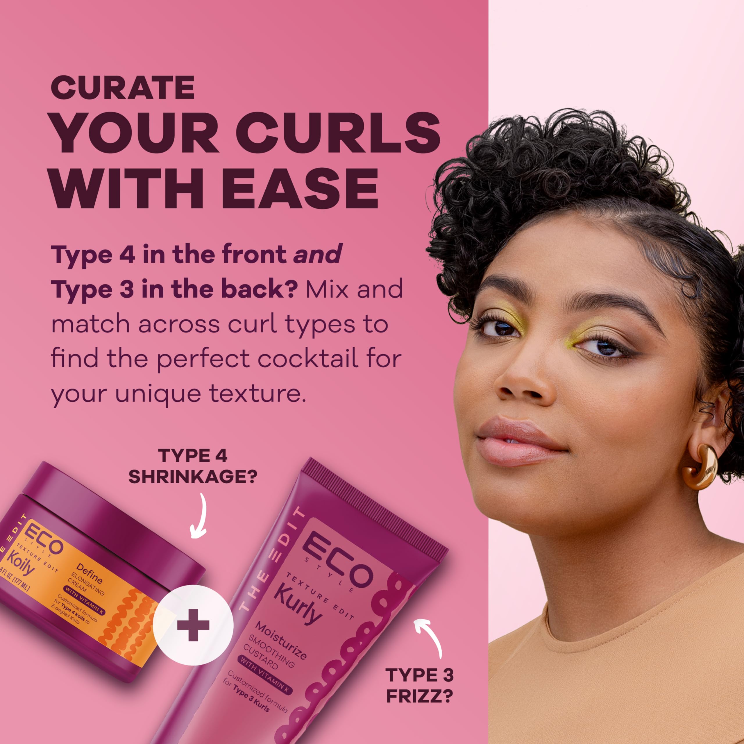 Eco Style Texture Edit closeup moisture swatch suggests lasting softness and definition.