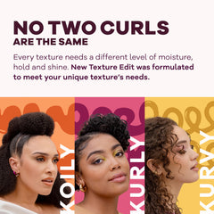 Eco Style Texture Edit jar highlights rich moisturizer for nourished, defined curls and frizz reduction.