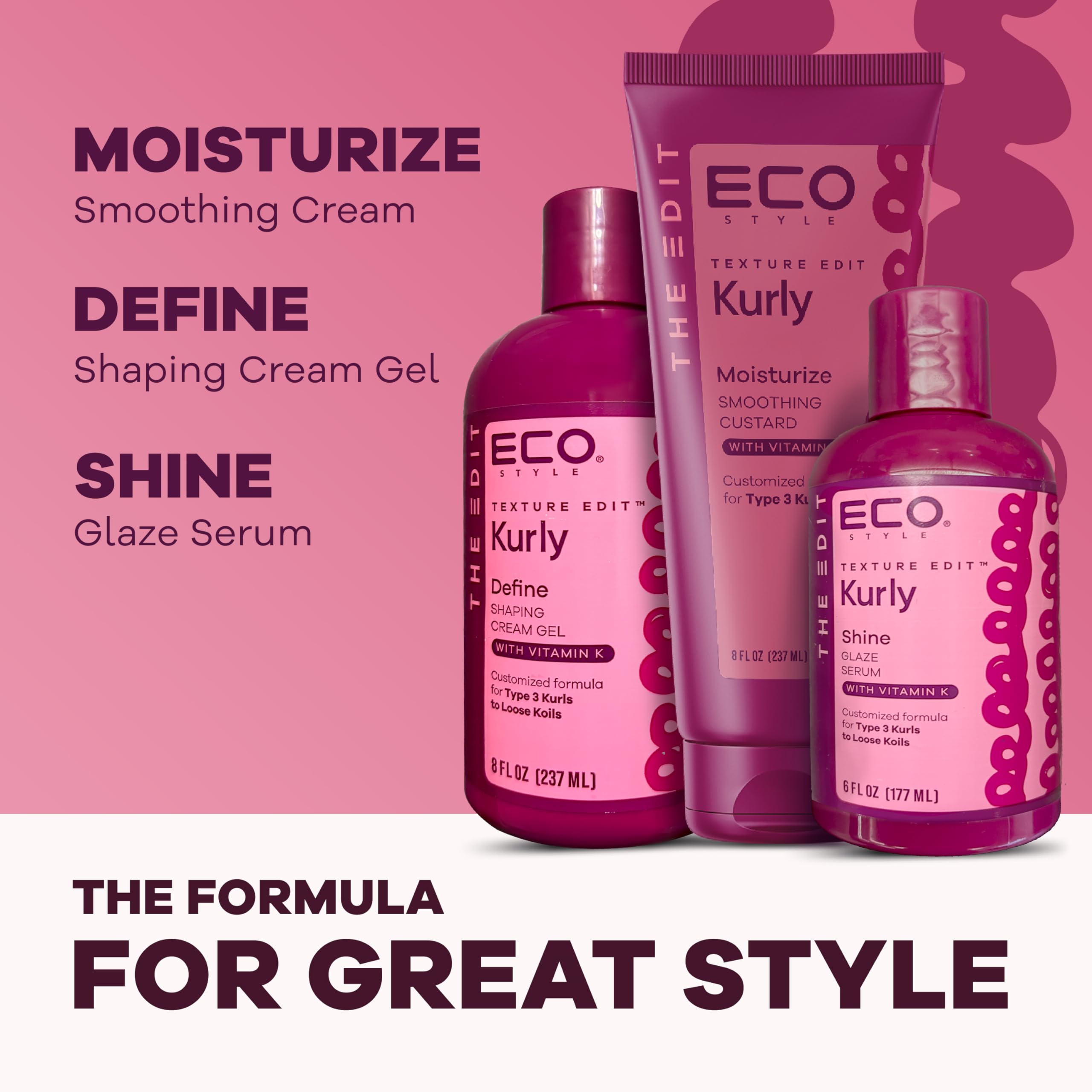 Eco Style Texture Edit vitamin-k scalp-health benefits shown in moisturizing experience.