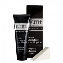 Ecobell alopecia masking lotion bottle for quick scalp concealment and instant fuller look.