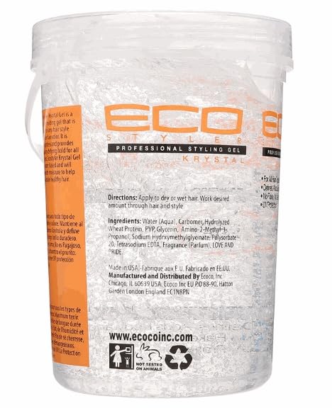 EcoCo Krystal styling gel hand application showing easy, versatile hold.