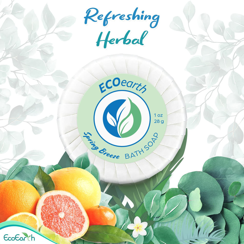 EcoEarth Spring Breeze body lotion bottle delivers lightweight hydration for guests.