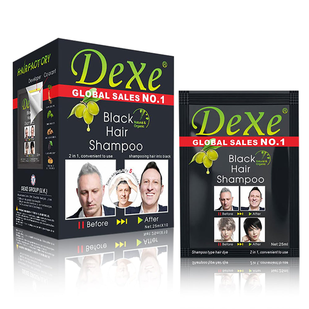 ECOFAN Dexe black hair shampoo pack for at-home instant color