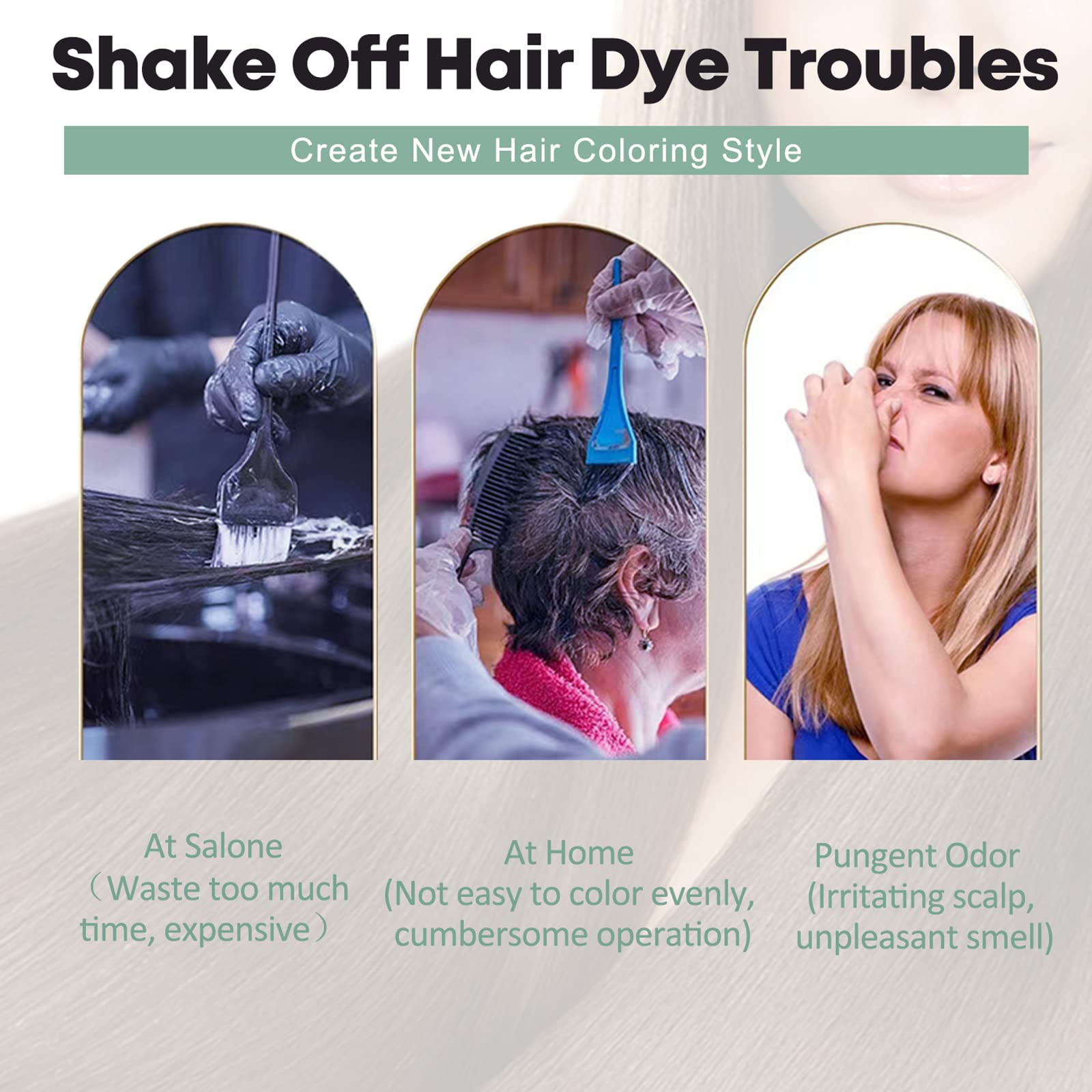 Close-up shows grey hair coverage with Dexe instant dye