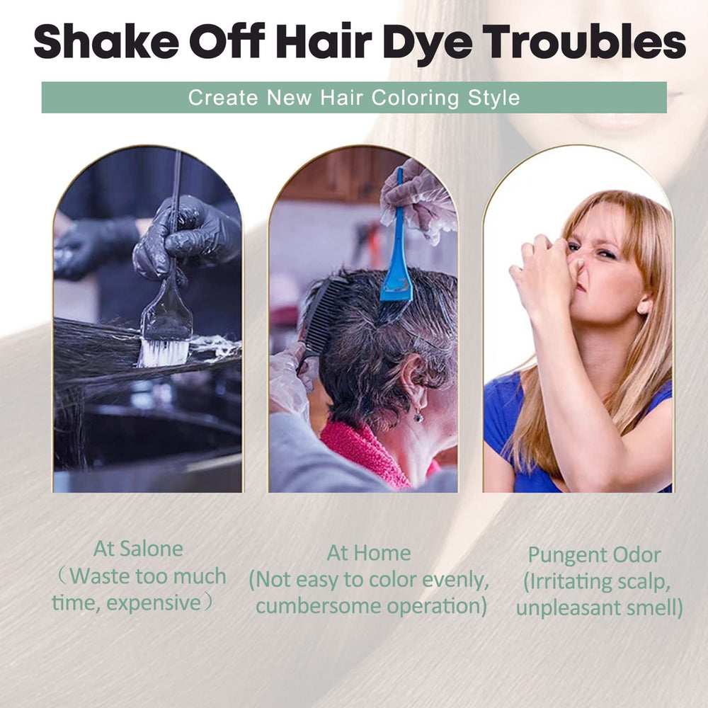 Close-up shows grey hair coverage with Dexe instant dye