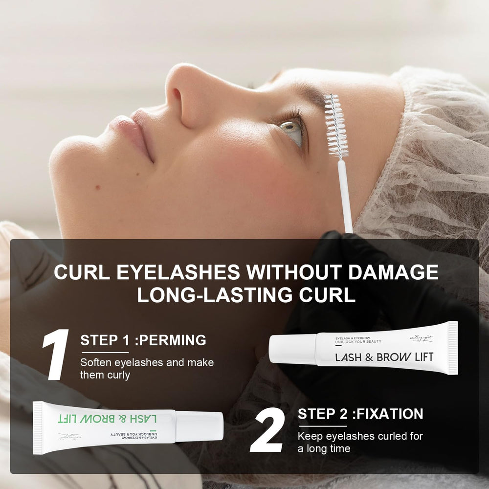ECOFAN Lash Lift Kit step perm showing two step process for lifting lashes