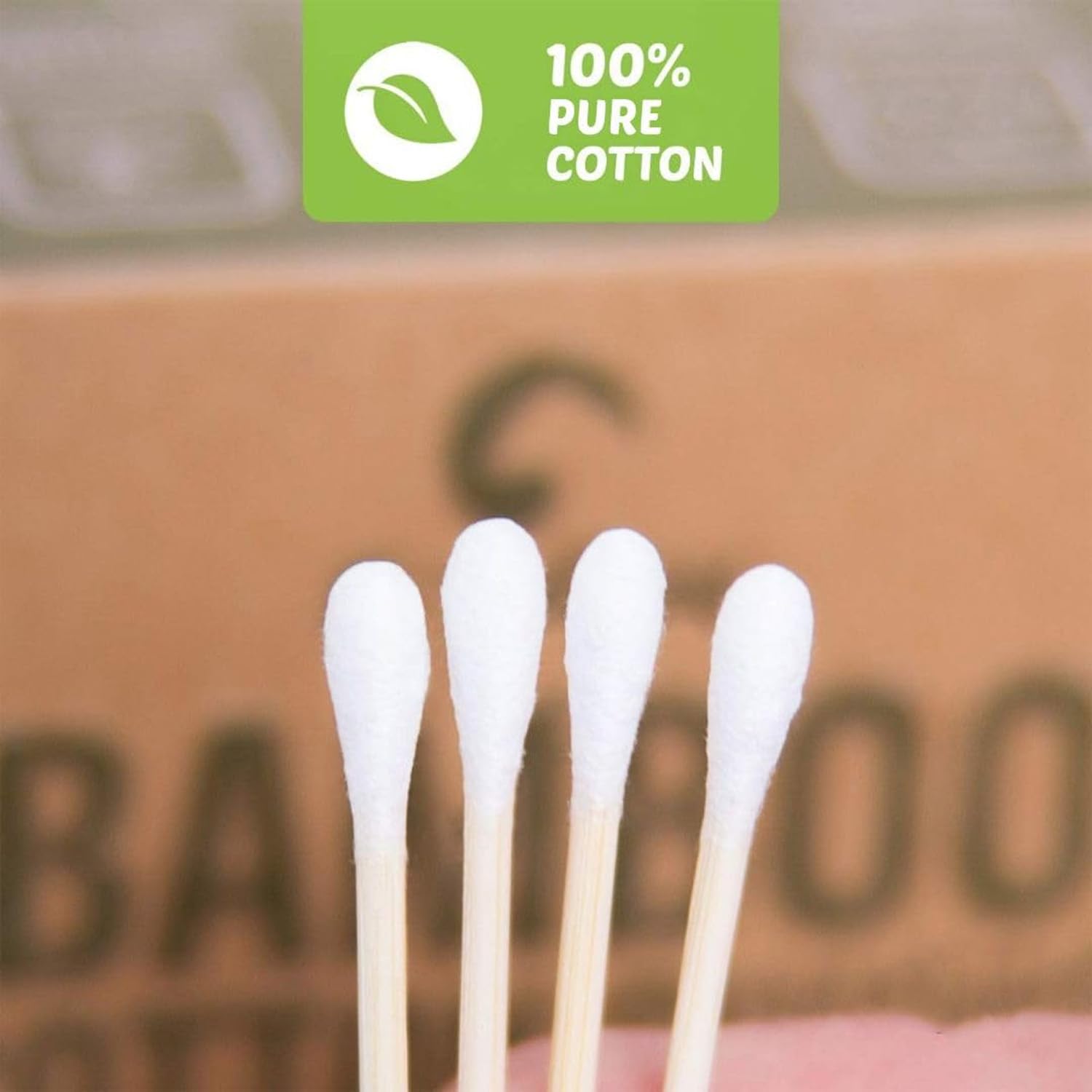EcoFox bamboo core swabs highlighting renewable material and durability.