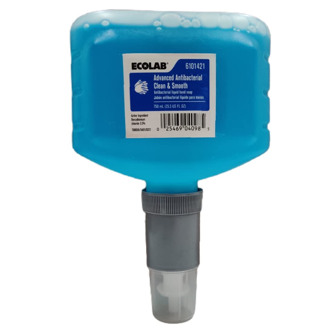 Ecolab Advanced Antibacterial Clean & Smooth hand soap bottle for kitchens and restrooms, removing food soils and odors.