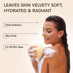 ECOLATIER Shower Oil foamy texture showcases Biolipid Complex supporting balanced skin microbiota.