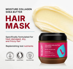 ECOLCHIPRO collagen hair mask cream texture close-up highlighting rich conditioning.