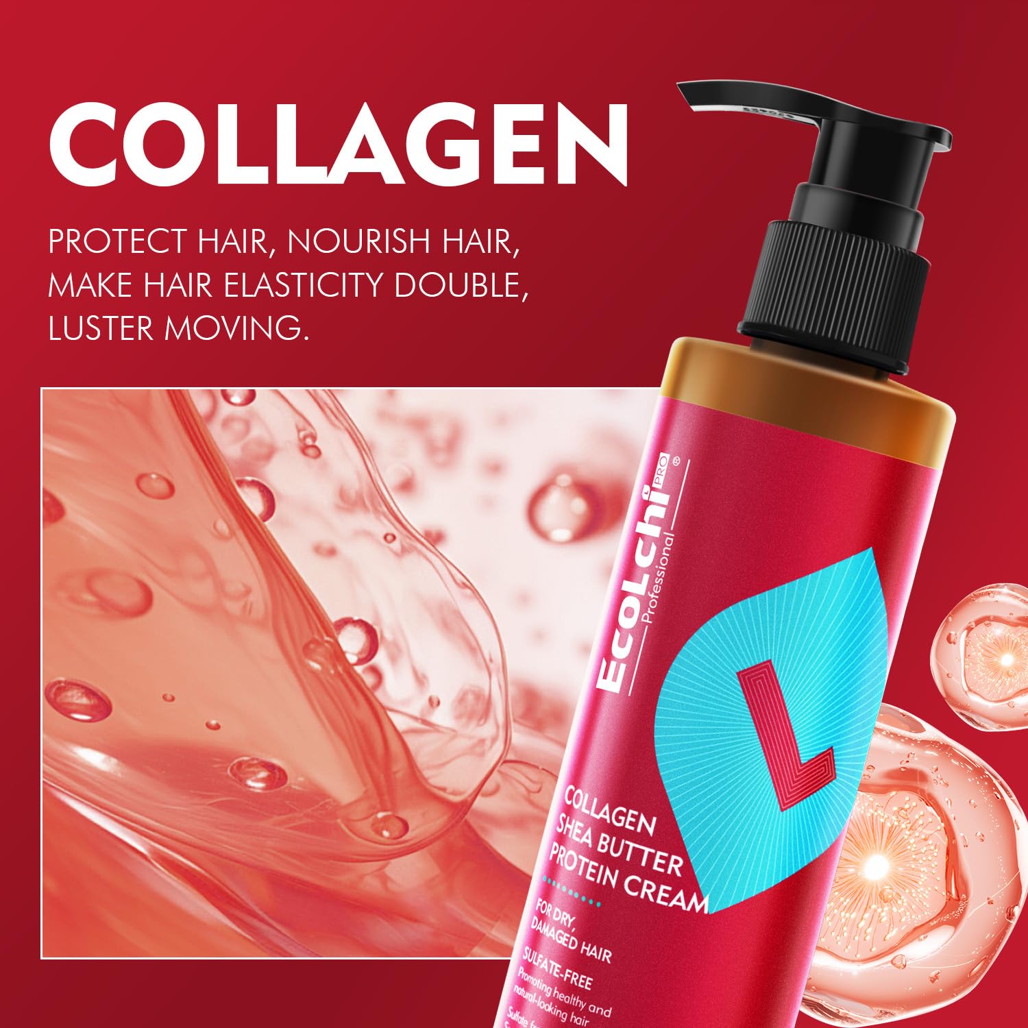 ECOLCHIPRO Ecolchi hair shine closeup after leave-in treatment