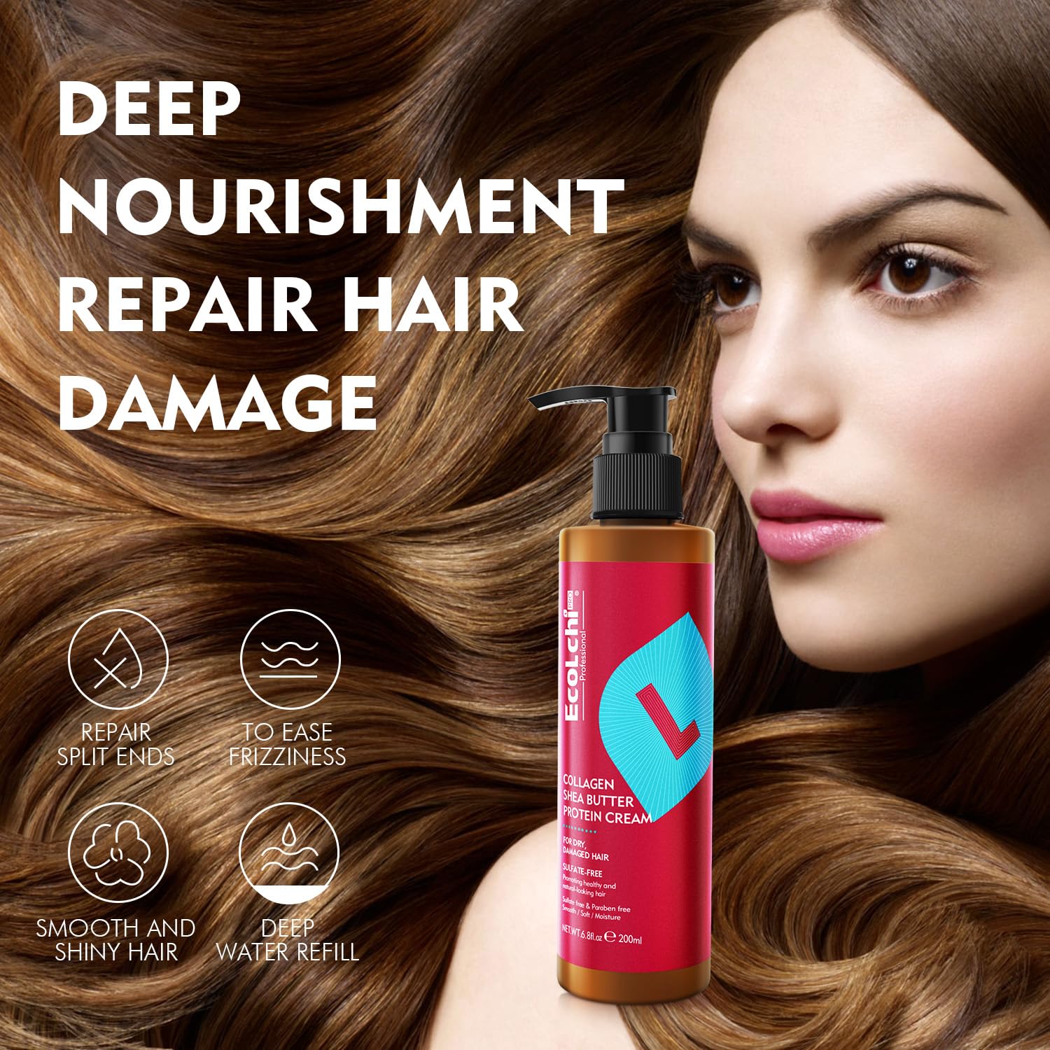 ECOLCHIPRO Ecolchi ingredients visual featuring collagen and keratin
