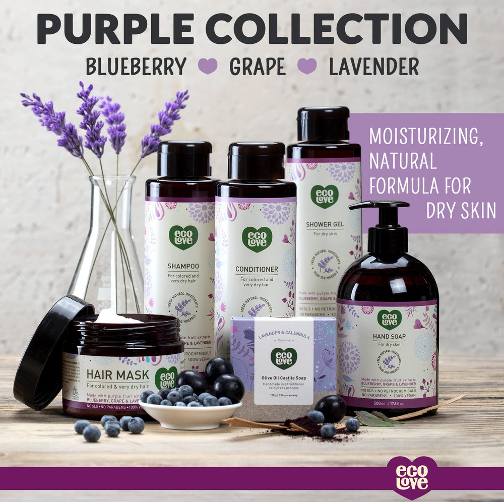 ecoLove artwork with berries indicates organic scent profile and fresh aroma.