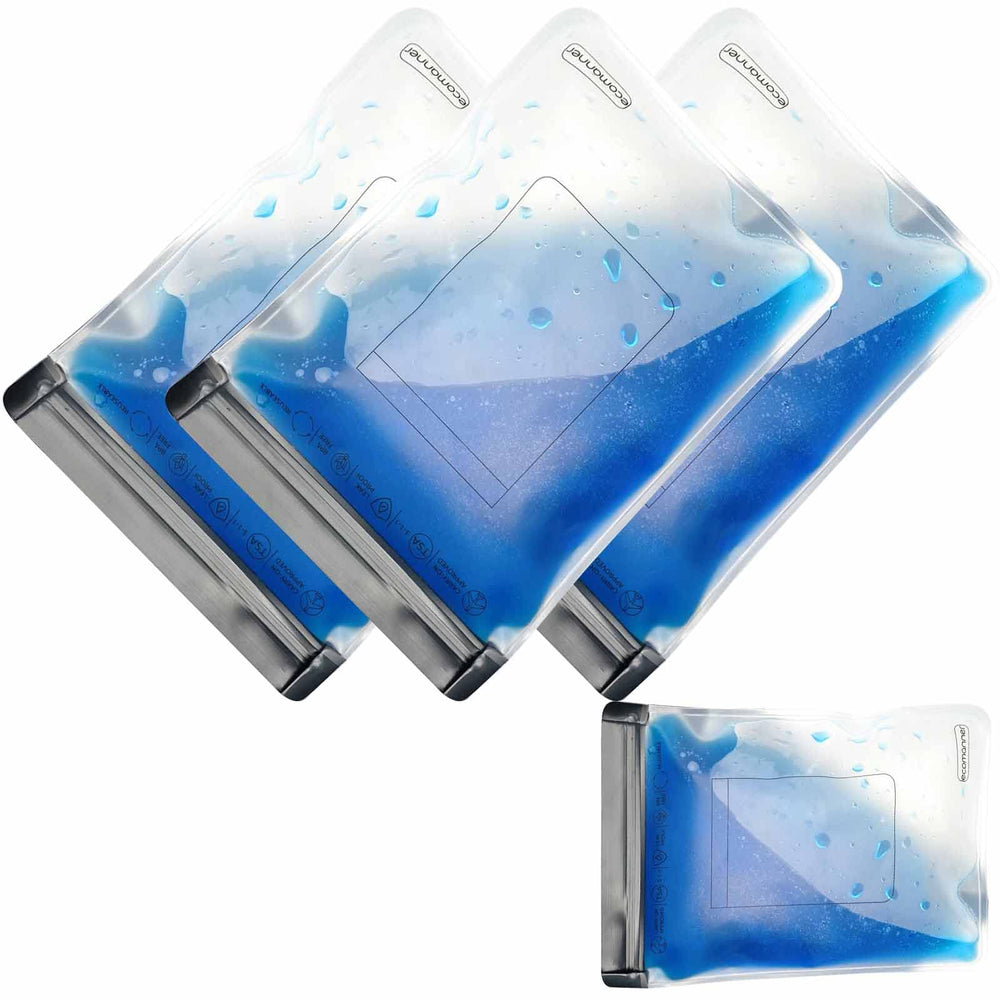 ECOMANNER four-pack small front view toiletry bags for compact travel storage.