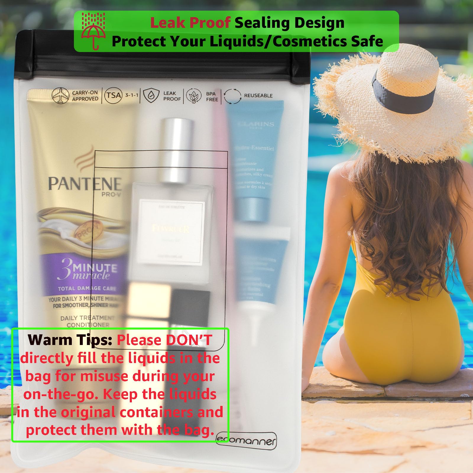 ECOMANNER sustainable PEVA material emphasizes durability and eco-conscious packing.