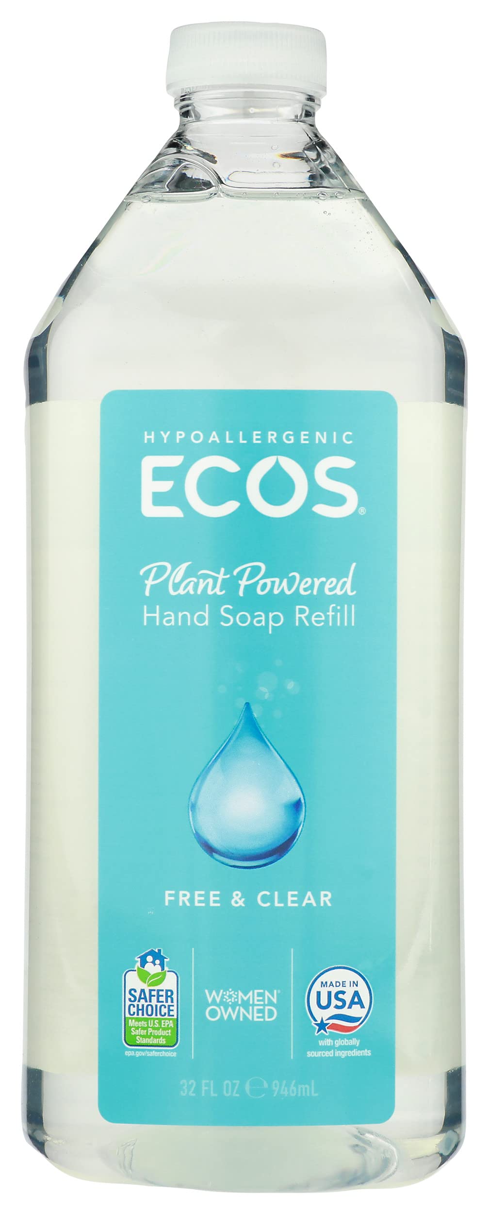 ECOS Free and Clear refill hand soap pour; cruelty-free and eco-friendly cleansing for everyday hands