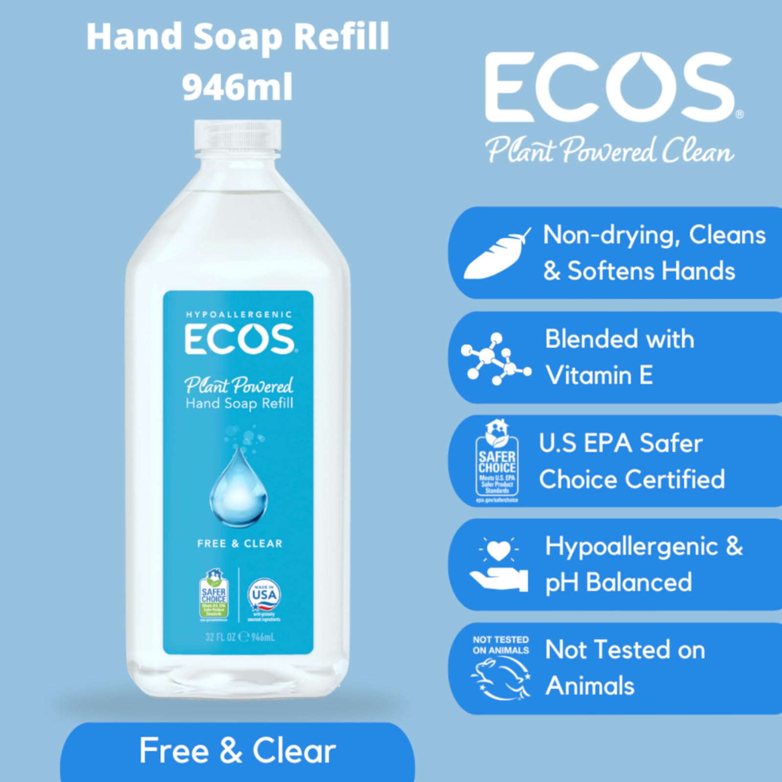 ECOS hand soap lather forming a cloud of bubbles for gentle, effective cleaning.