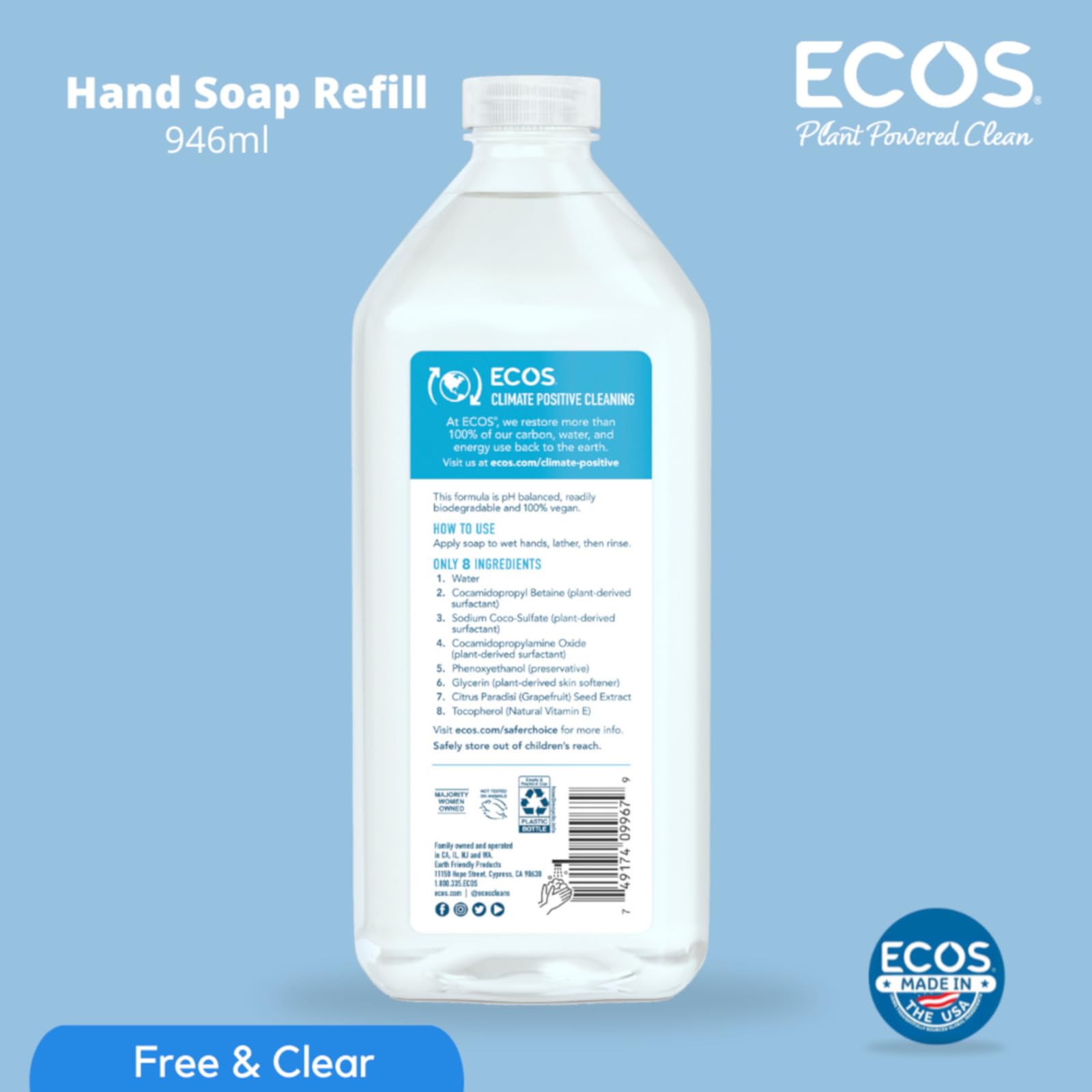 ECOS refill pack on counter helps reduce plastic waste.