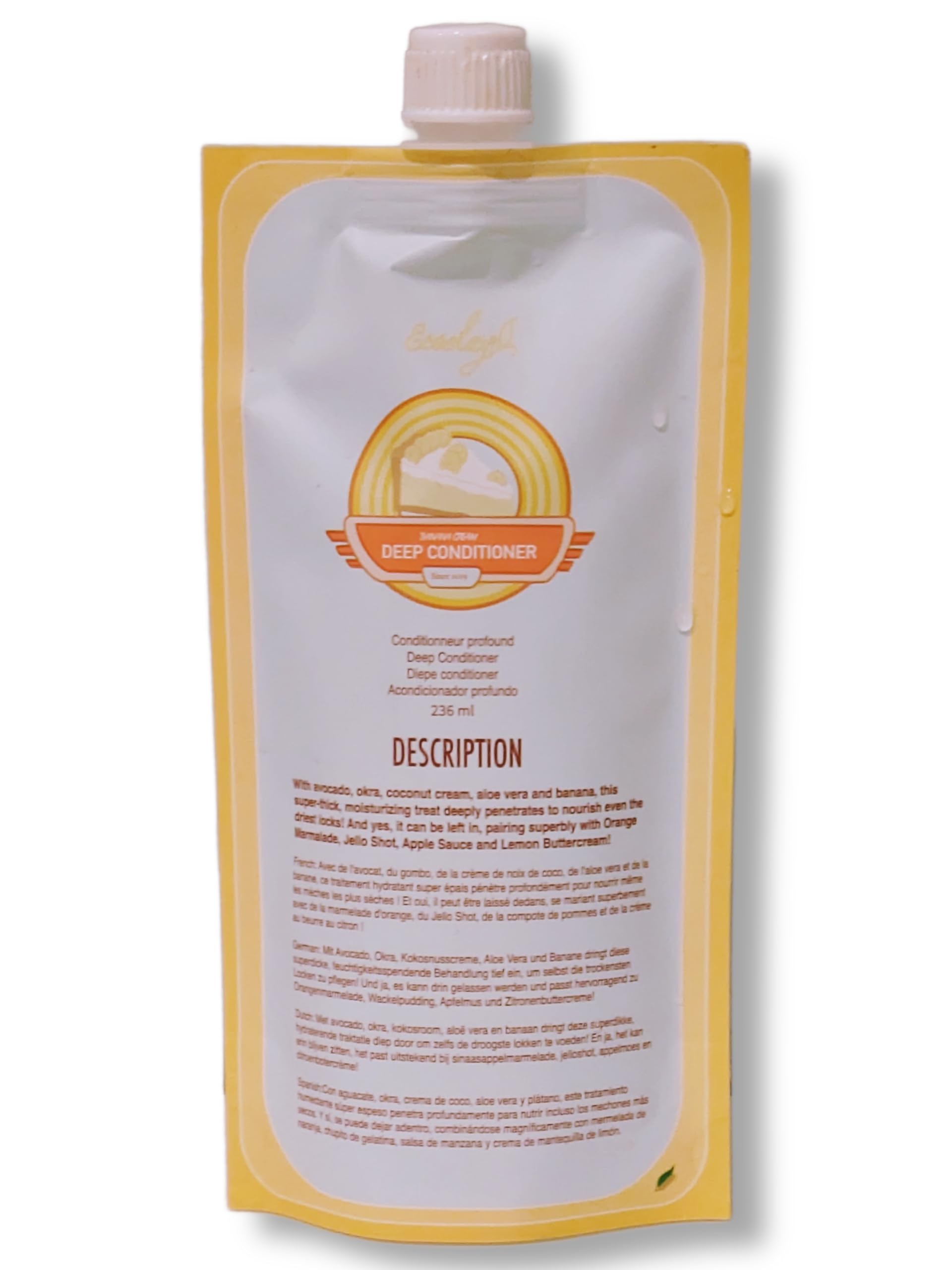 Ecoslay Banana Cream Deep Conditioner bottle shows a creamy, moisture-rich formula for dry hair.