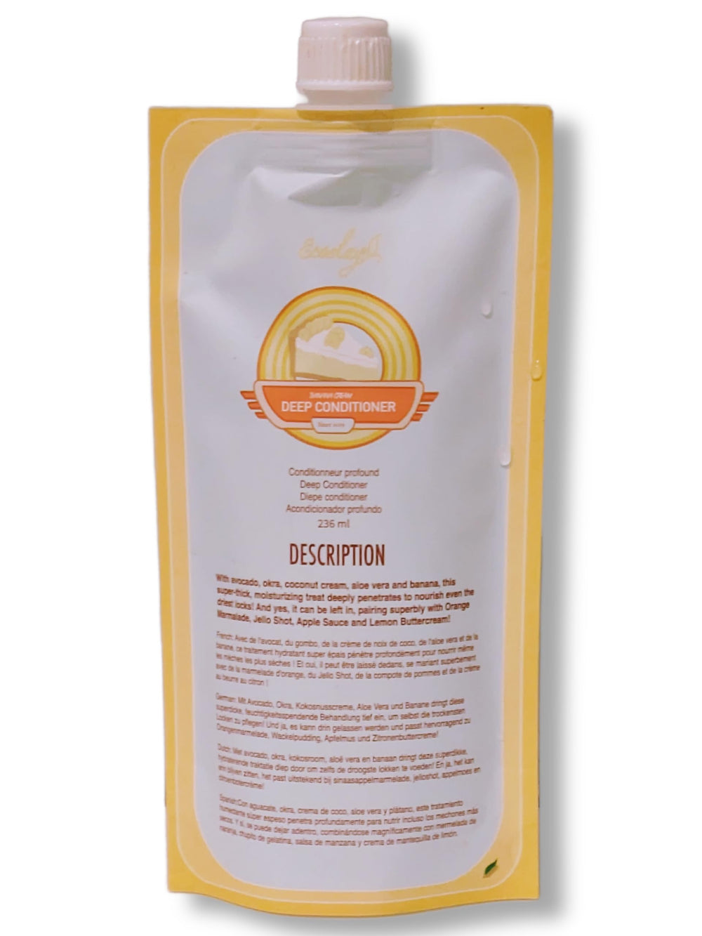 Ecoslay Banana Cream Deep Conditioner bottle shows a creamy, moisture-rich formula for dry hair.