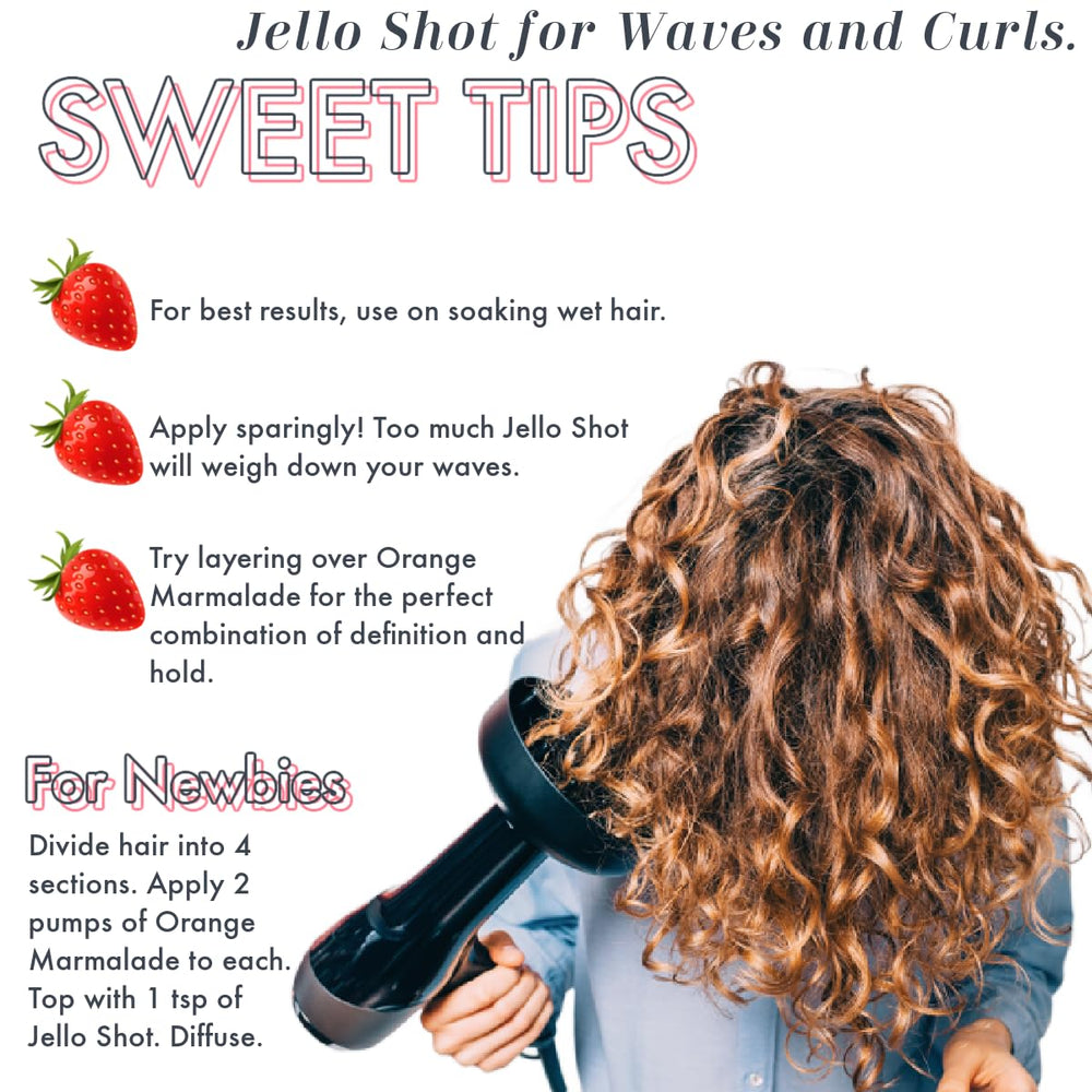 Ecoslay Jello Shot Gel hands applying for defined, frizz-free curls.
