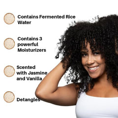Ecoslay Rice Pudding Leave-In Cream close-up showing nourishing detangling formula.