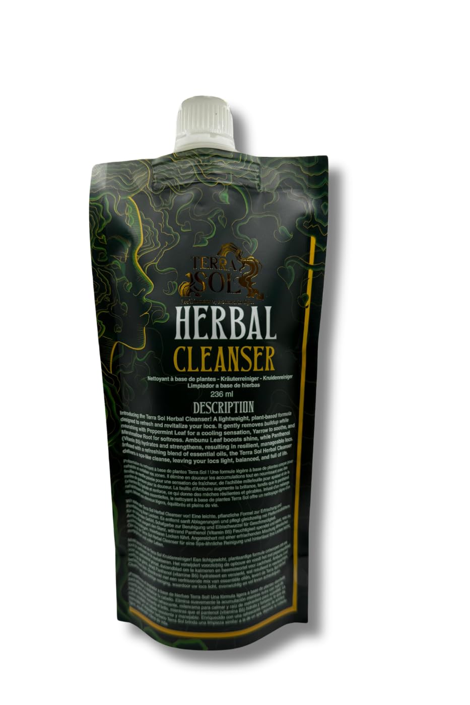 Ecoslay Terra Sol herbal cleanser packaging flatlay highlights natural formula for clean scalp