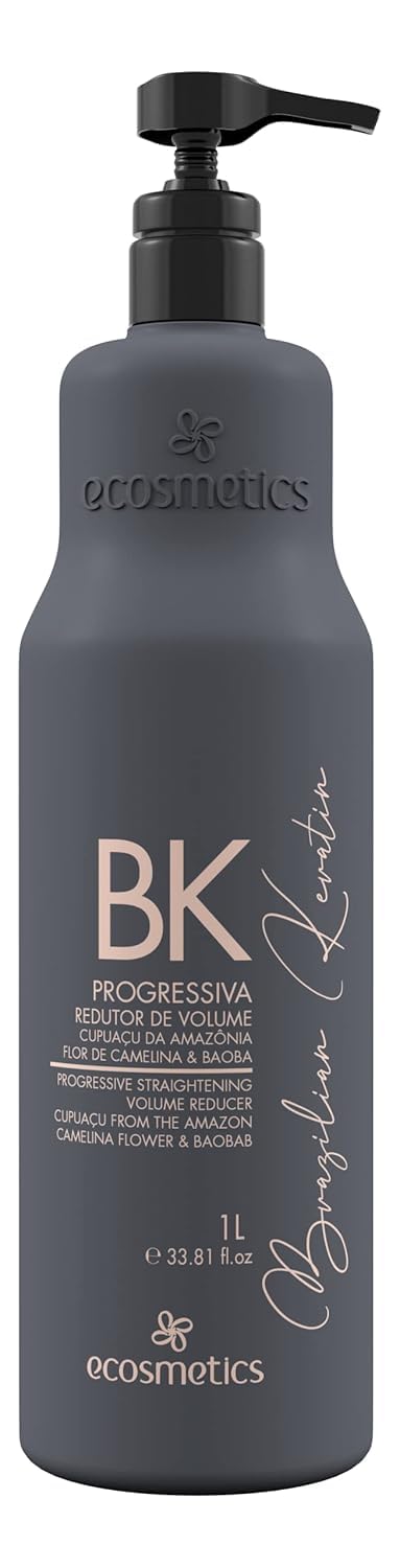 EMAX Ecosmetics deluxe Brazilian keratin bottle for frizz control and natural shine