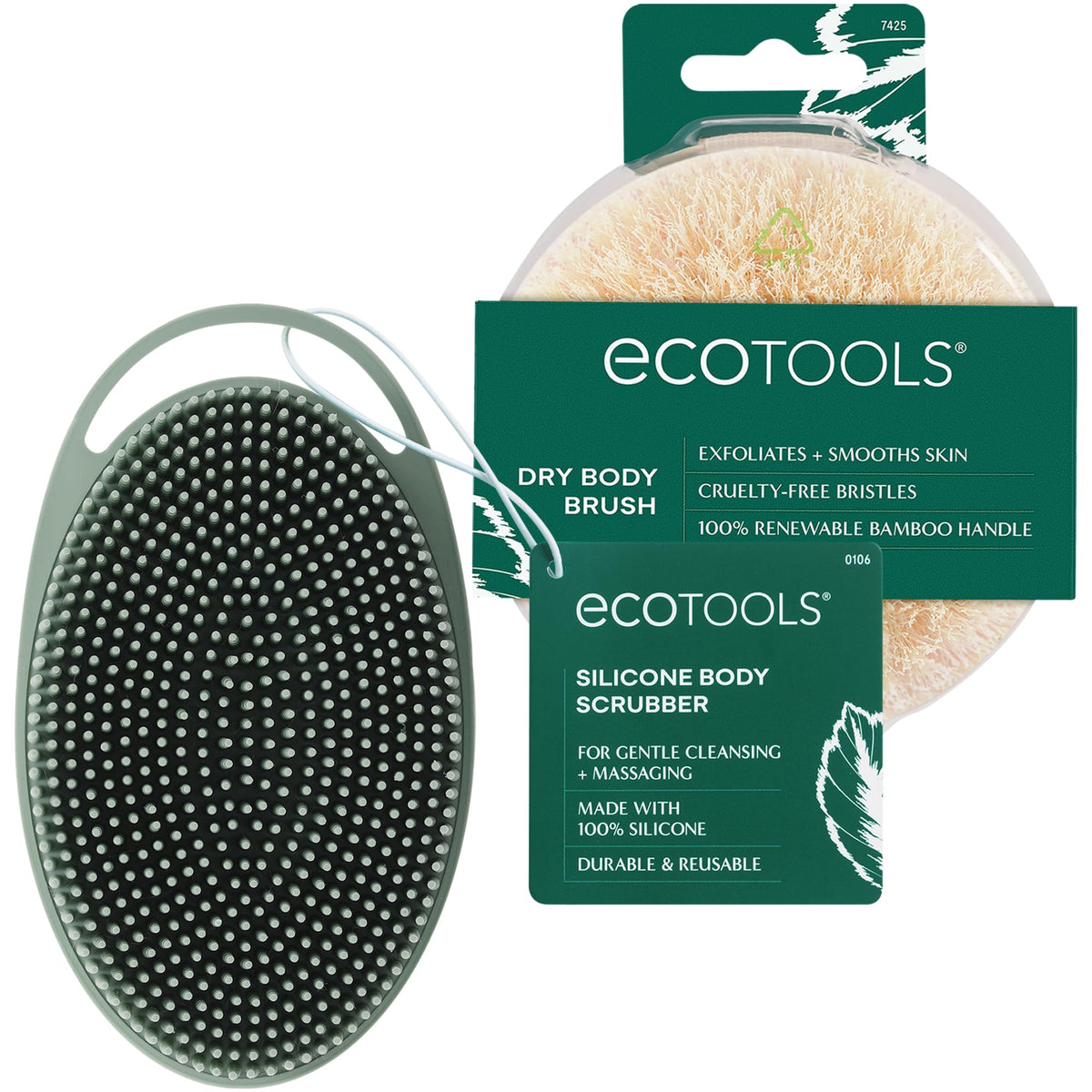 EcoTools dry body brush with bamboo handle supporting skin tone and circulation