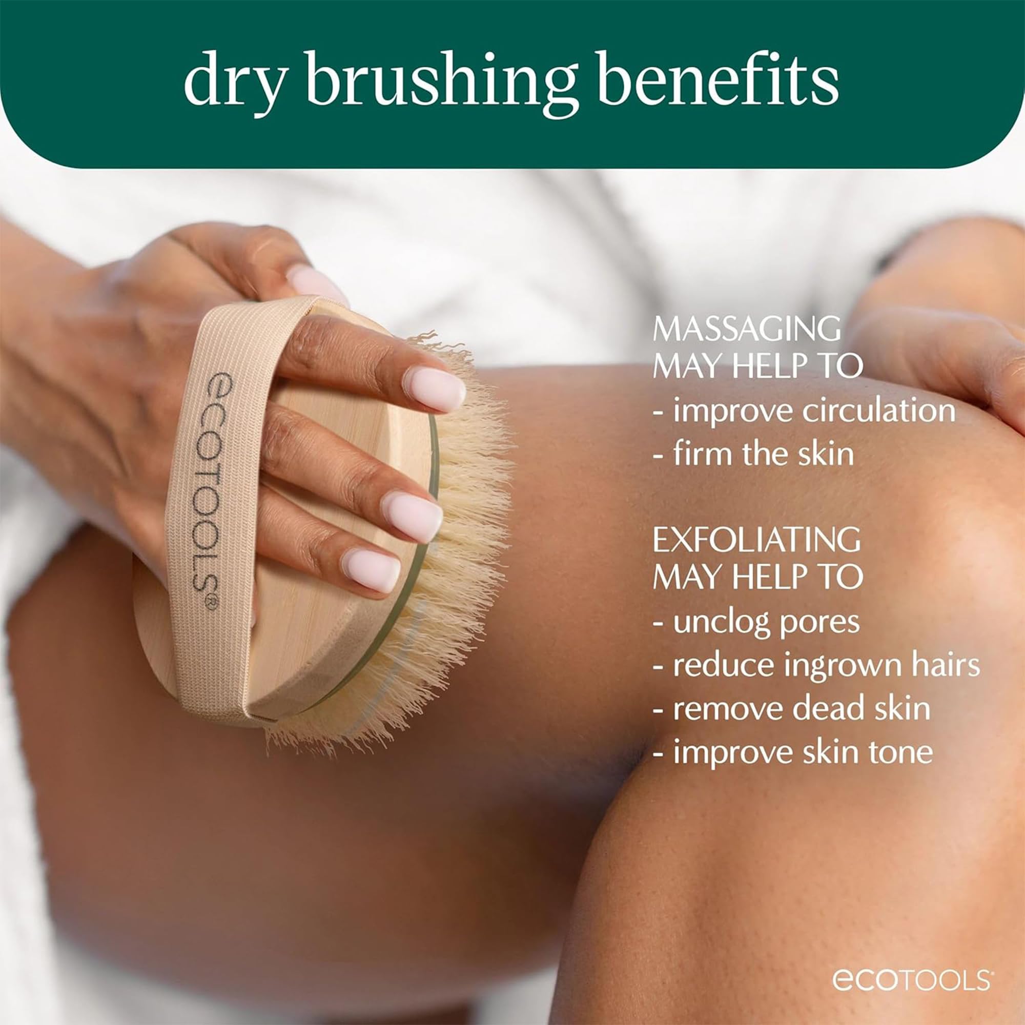 Close-up EcoTools dry brush bristles for gentle exfoliation