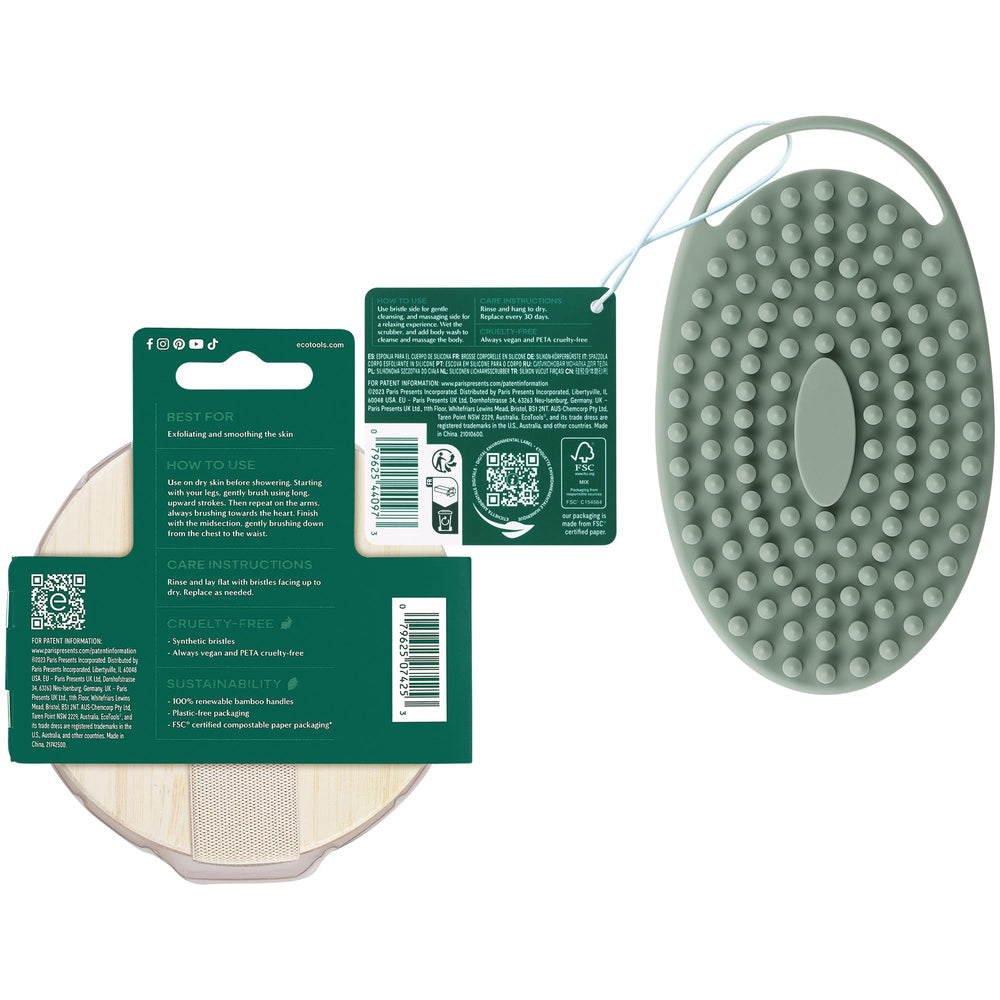 EcoTools shower use with silicone scrubber for cleansing