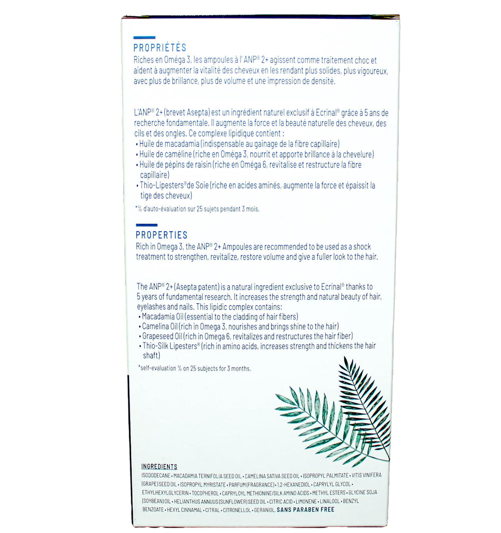 Closeup of Ecrinal ANP2 ampoules label highlighting the patented formula