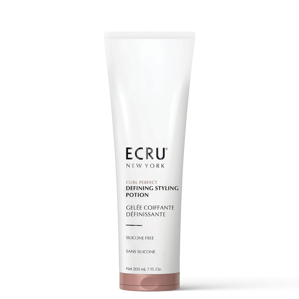 Ecru New York Curl Perfect Styling Potion bottle showing defined curls with light hold