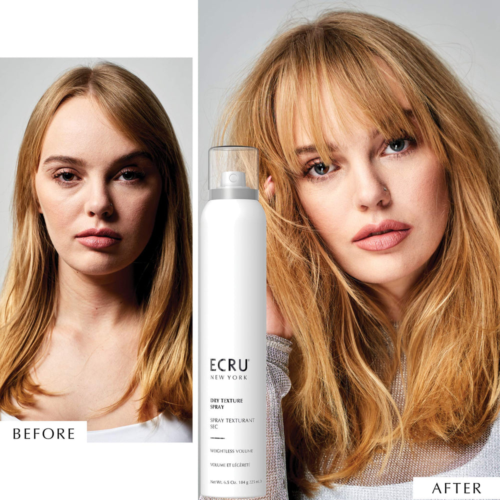 ECRU New York Dry Texture Spray provides touchable hold with no chalk.