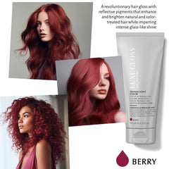 ECRU New York Luxe Gloss Berry application on hair shows instant glass-like gloss