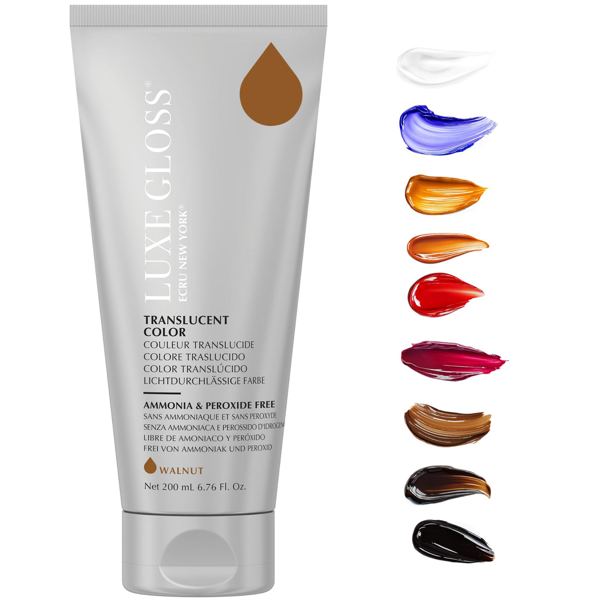 ECRU New York Luxe Gloss bottle pour creates controlled application for glass-like shine.