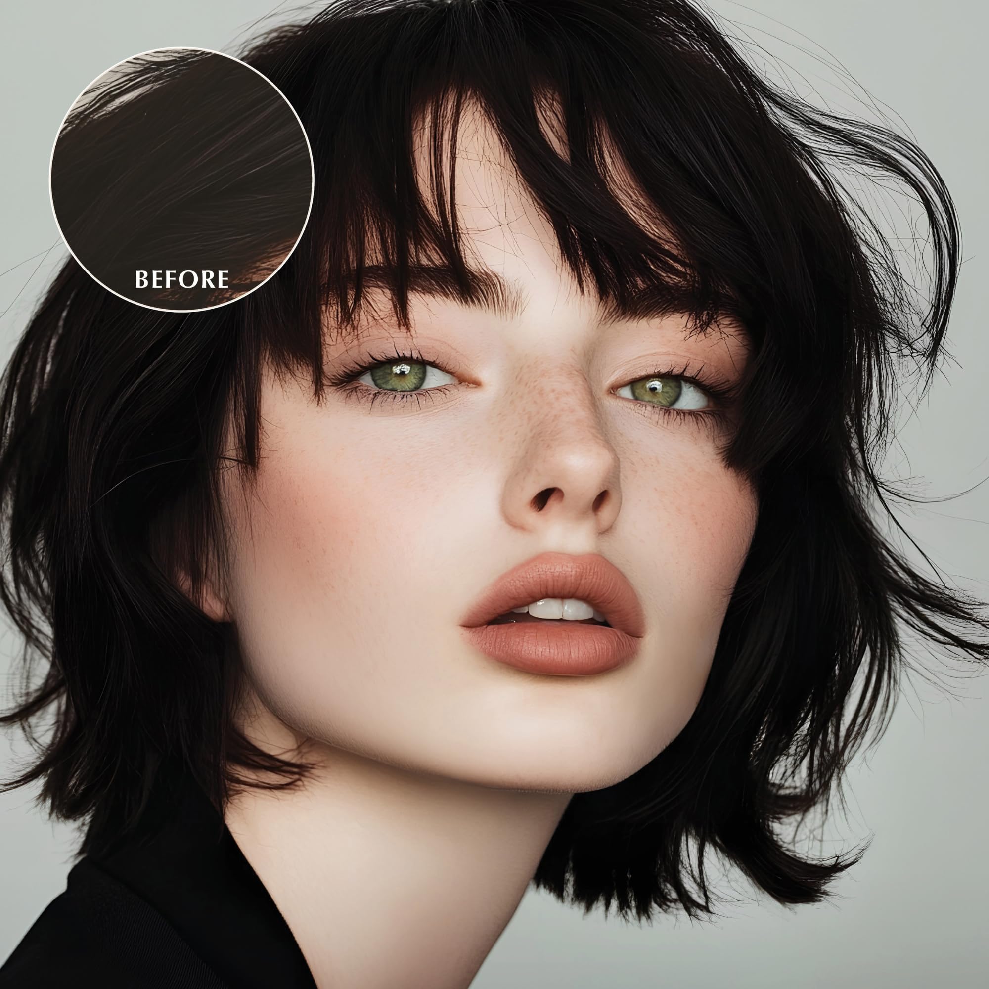 Close-up of Ecru New York LUXE GLOSS on hair, highlighting reflective shine.