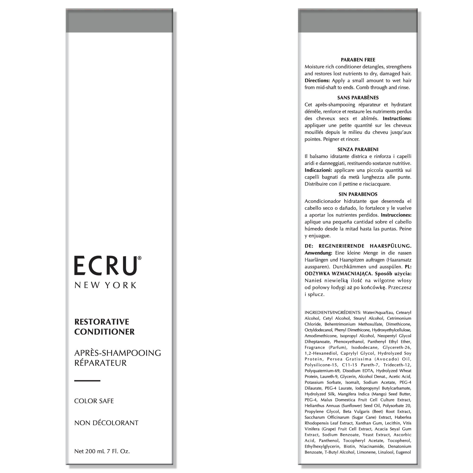 Ecru New York Restorative Conditioner being applied to hair for detangling and smoothing.