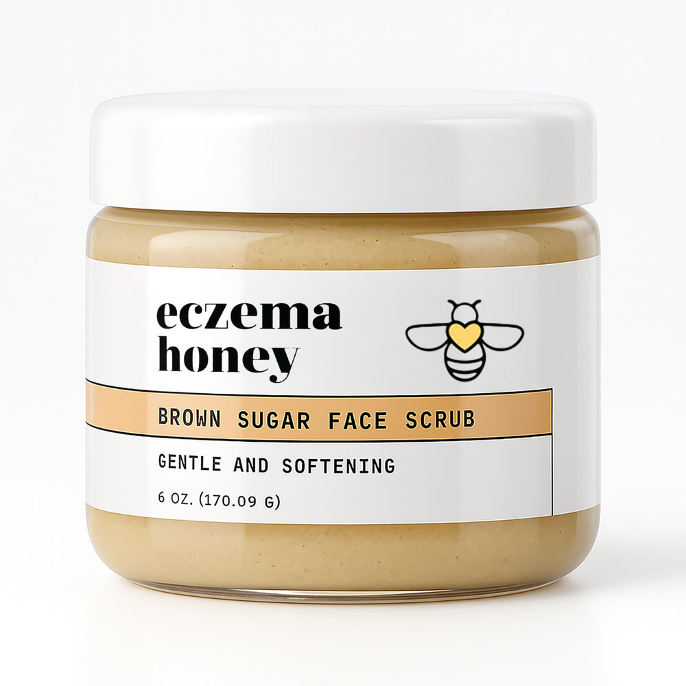 ECZEMA HONEY Brown Sugar Scrub packshot showing gentle exfoliation for sensitive skin.