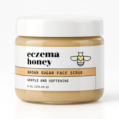 ECZEMA HONEY Brown Sugar Scrub packshot showing gentle exfoliation for sensitive skin.