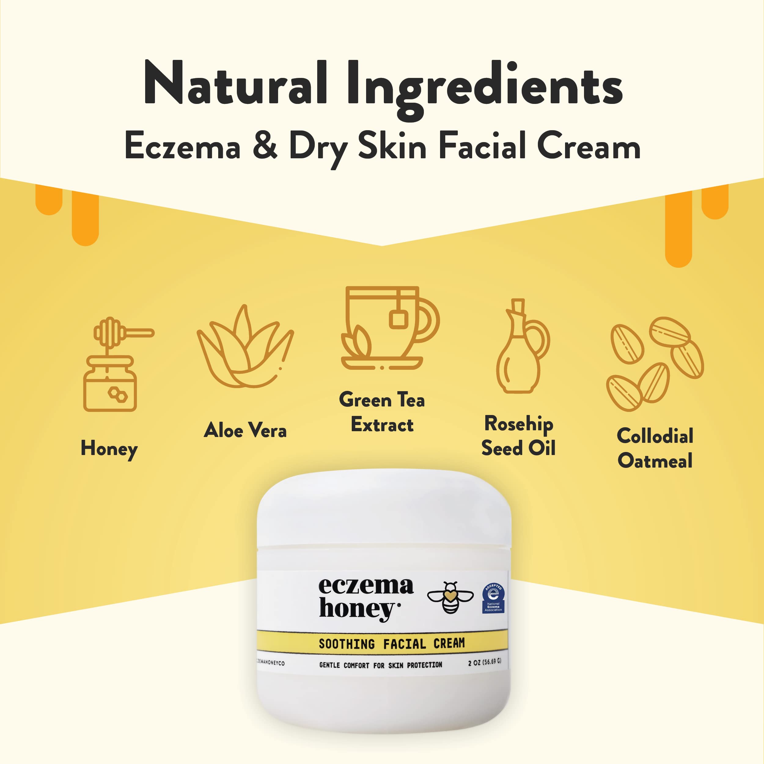 Eczema Honey being applied to the cheek for gentle daily use on sensitive skin