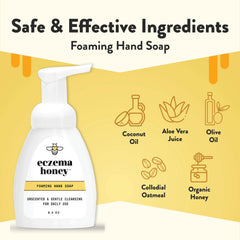 Close-up of foaming lather from ECZEMA HONEY hand soap