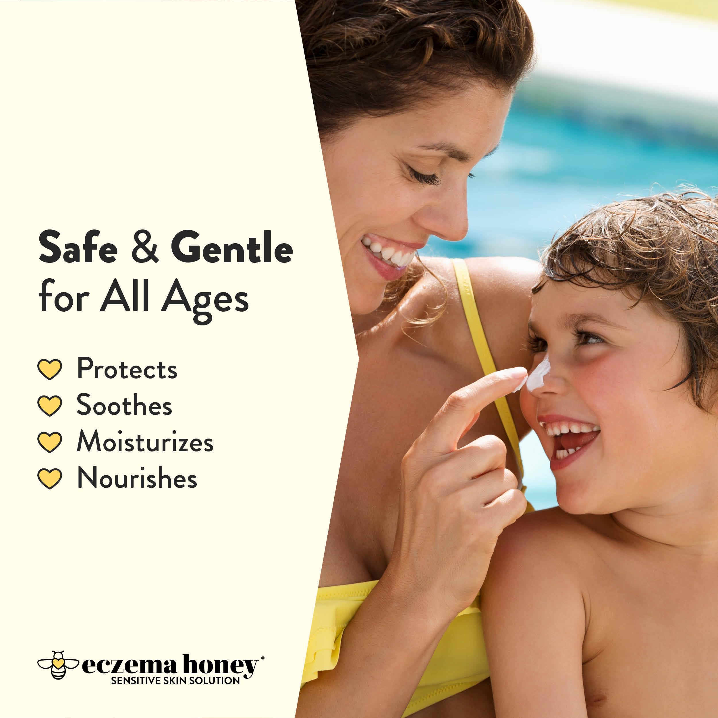 Ingrédients coco et aloe dans Eczema Honey pour hydratation.