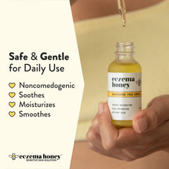 Texture swirl of Eczema Honey Nourishing Face Serum on skin for gentle hydration