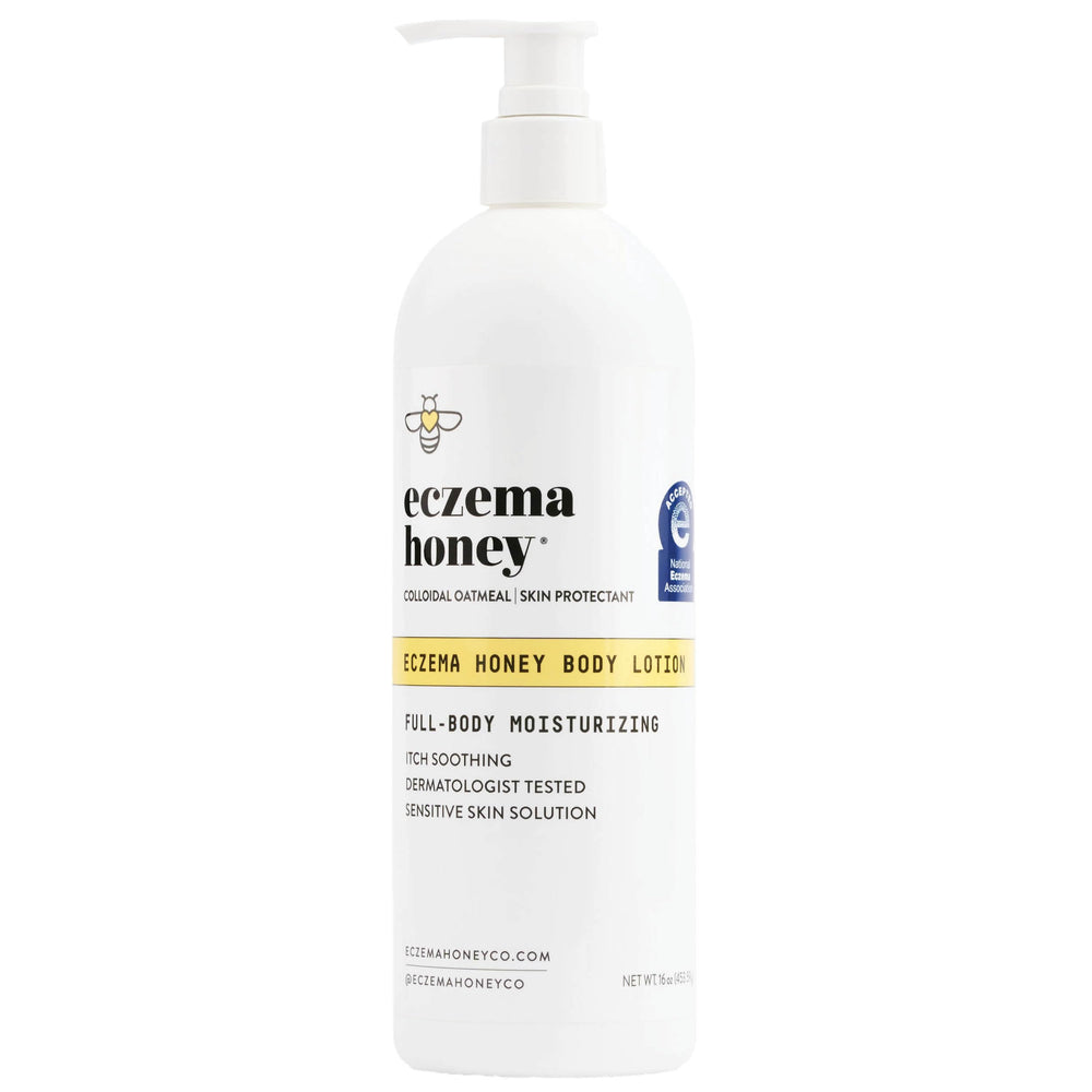 ECZEMA HONEY Oatmeal Body Lotion bottle for daily eczema relief and hydration.